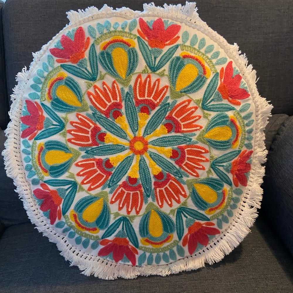 Mandala embroidered cushion - 19”